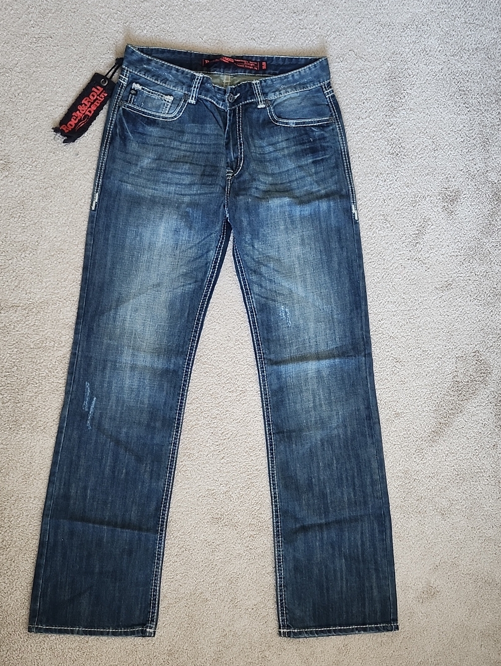 Rock & Roll Cowboy Denim Men's Double Barrel Relaxed Straight Leg Jeans Wash